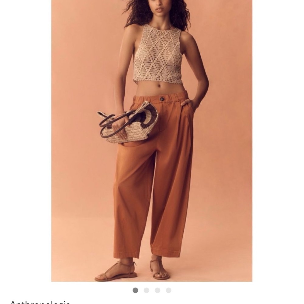 Anthropologie Maeve Curve Poplin Barrel Pants Brown Women’s Small Medium